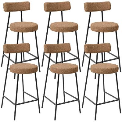 Kit 06 Banquetas Baixa Para Cozinha Sala De Jantar Bar Bancada Milão L02 Bouclê Mostarda