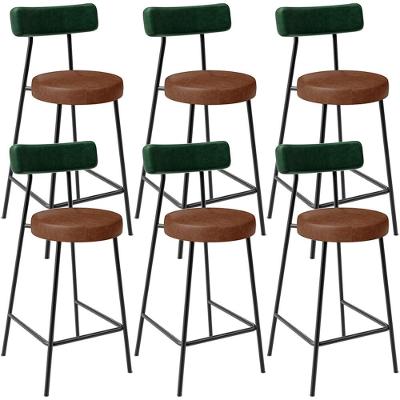 Kit 06 Banquetas Baixa Cozinha Sala Jantar Bancada Milão L02 Facto Verde Marrom - Lyam Decor