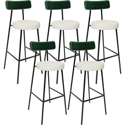 Kit 05 Banquetas Alta Bar Cozinha Sala De Jantar Milão L02 Facto Verde Linho Champagne - Lyam Decor