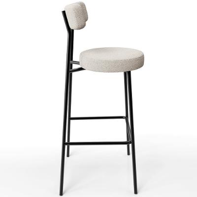 Banqueta Alta Bar Cozinha Sala De Jantar Estrutura Em Aço Milão L02 Bouclê Creme - Lyam Decor