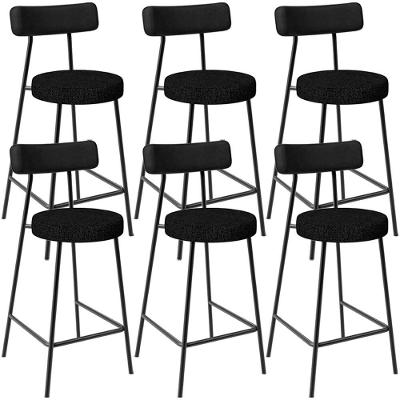 Kit 06 Banquetas Baixa Cozinha Sala Jantar Bancada Milão L02 Couríssimo Preto Linho Chumbo
