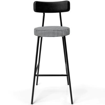 Banqueta Alta Bar Cozinha Sala De Jantar Em Aço Milão L02 Couríssimo Preto Pied Poule - Lyam Decor