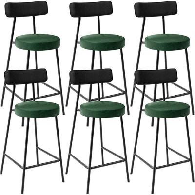 Kit 06 Banquetas Baixa Cozinha Sala Jantar Bancada Milão L02 Couríssimo Preto Verde - Lyam Decor
