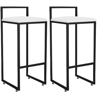 Kit 02 Banquetas Alta Cozinha Hanna L02 Preto Corano Branco