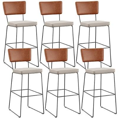 Kit 06 Banquetas Altas Camel Linho Cru