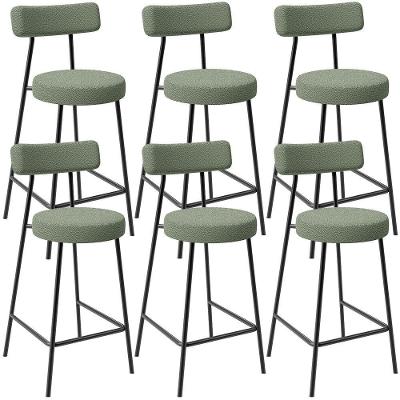Kit 06 Banquetas Baixa Para Cozinha Sala De Jantar Bar Bancada Milão L02 Bouclê Oliva - Lyam Decor