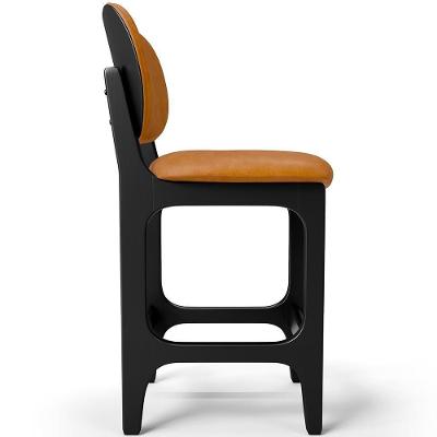Banqueta Baixa Bar Cozinha E Sala De Jantar Fixa Betta L02 Preto Couríssimo Whisky - Lyam Decor