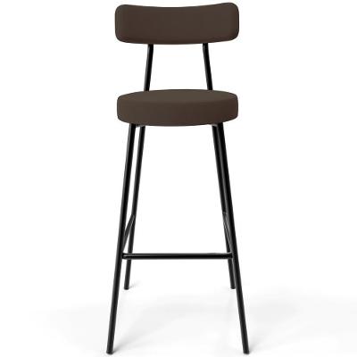 Banqueta Alta Bar Cozinha Sala De Jantar Em Aço Milão F01 Suede Marrom - Lyam Decor