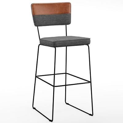 Banqueta Alta De Jantar Allana L02 Faixa Camel Cinza Escuro