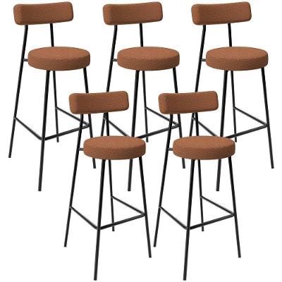 Kit 05 Banquetas Alta Bar Cozinha Sala De Jantar Estrutura Em Aço Milão L02 Bouclê Terracota