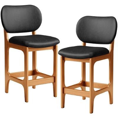 Kit 02 Banquetas Baixa Bar Cozinha E Sala De Jantar Fixa Betta L02 Imbuia Couríssimo Preto