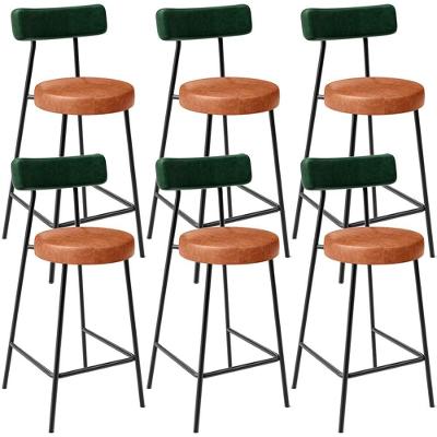 Kit 06 Banquetas Baixa Cozinha Sala Jantar Bancada Milão L02 Facto Verde Musgo Camel - Lyam Decor