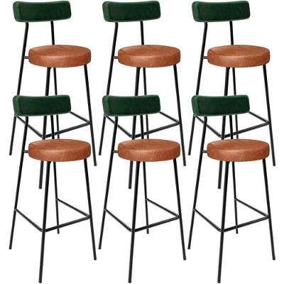 Kit 06 Banquetas Alta Bar Cozinha Sala Jantar Milão L02 Facto Verde Couríssimo Camel - Lyam Decor