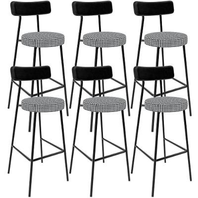 Kit 06 Banquetas Alta Cozinha Sala Jantar Em Aço Milão L02 Couríssimo Preto Pied Poule - Lyam Decor