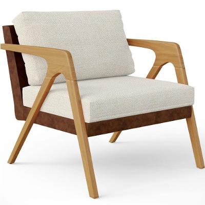 Poltrona Para Sala De Estar Pietra Marrom Linho Champagne