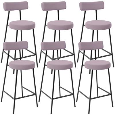 Kit 06 Banquetas Baixa Bar Cozinha Sala De Jantar Em Aço Milão L02 Suede Rosê - Lyam Decor
