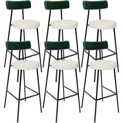Kit 06 Banquetas Alta Bar Cozinha Sala De Jantar Milão L02 Facto Verde Linho Champagne - Lyam Decor