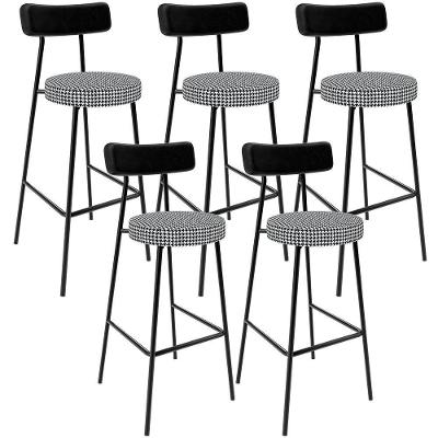 Kit 05 Banquetas Alta Cozinha Sala Jantar Em Aço Milão L02 Couríssimo Preto Pied Poule - Lyam Decor