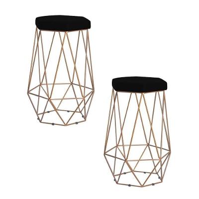 Kit 2 Banqueta Rubel Base Gold Veludo Preto Gran Belo