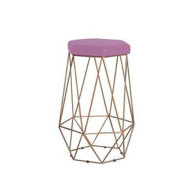 Banqueta Rubel Base Gold Veludo Rosê Gran Belo