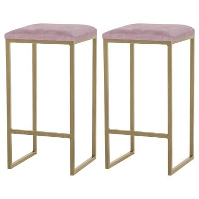 Kit 2 Banqueta Billie Base Gold Veludo Rosê Gran Belo