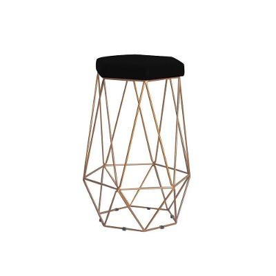 Banqueta Rubel Base Gold Veludo Preto Gran Belo
