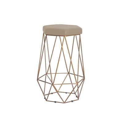 Banqueta Rubel Base Gold Veludo Bege Gran Belo
