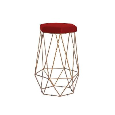 Banqueta Rubel Base Gold Veludo Vermelho Gran Belo