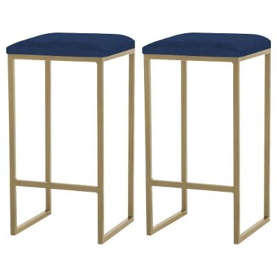 Kit 2 Banqueta Billie Base Gold Veludo Azul Gran Belo