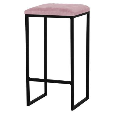 Banqueta Billie Base Preta Veludo Rosê Gran Belo