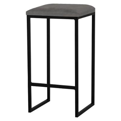 Banqueta Billie Base Preta Veludo Cinza Gran Belo