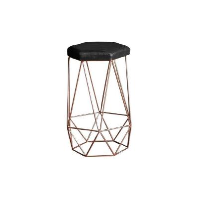 Banqueta Rubel Base Bronze Pu Preto Gran Belo
