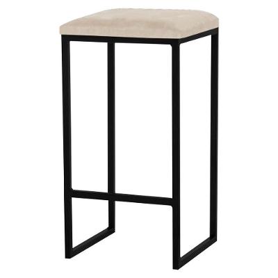 Banqueta Billie Base Preta Veludo Bege Gran Belo