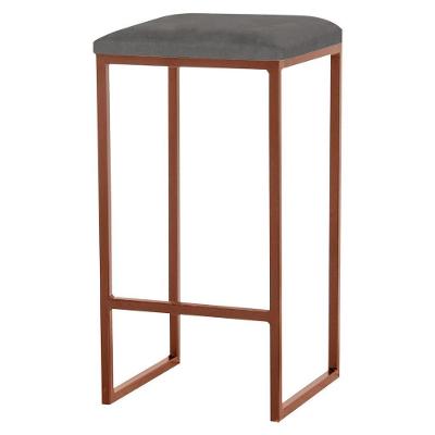Banqueta Billie Base Bronze Veludo Cinza Gran Belo