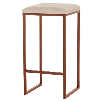 Banqueta Billie Base Bronze Veludo Bege Gran Belo