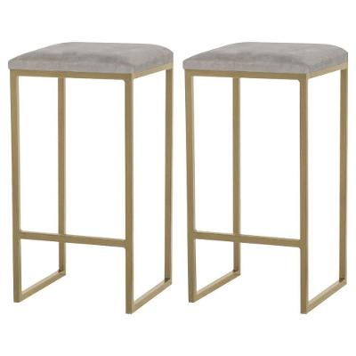 Kit 2 Banqueta Billie Base Gold Veludo Cinza Gran Belo