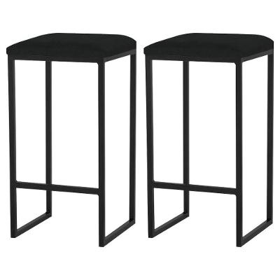 Kit 2 Banqueta Billie Base Preta Veludo Preto Gran Belo