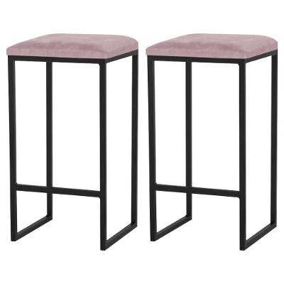 Kit 2 Banqueta Billie Base Preta Veludo Rosê Gran Belo