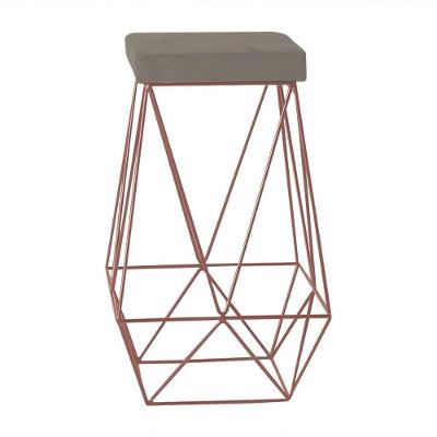 Banqueta Decorativa Kathy Base Bronze Veludo Cinza Gran Belo