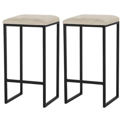 Kit 2 Banqueta Billie Base Preta Veludo Bege Gran Belo