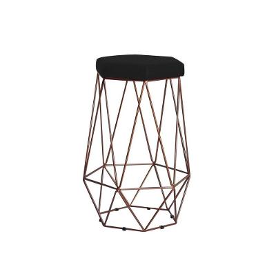 Banqueta Rubel Base Bronze Veludo Preto Gran Belo
