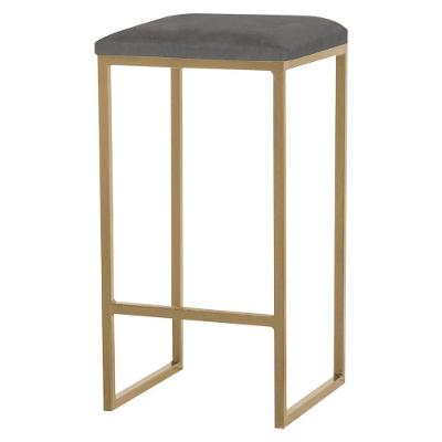Banqueta Billie Base Gold Veludo Cinza Gran Belo