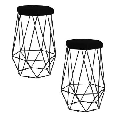 Kit 2 Banqueta Rubel Base Preta Veludo Preto Gran Belo