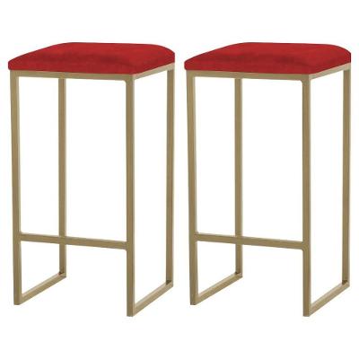 Kit 2 Banqueta Billie Base Gold Veludo Vermelho Gran Belo