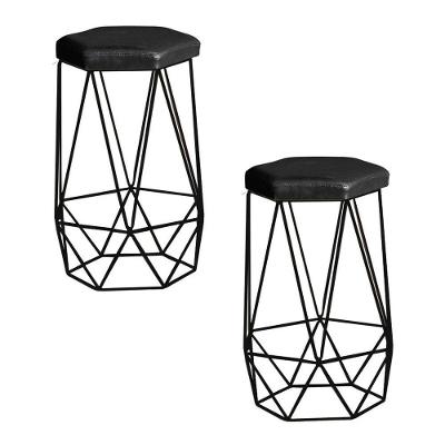 Kit 2 Banqueta Rubel Base Preta Pu Preto Gran Belo