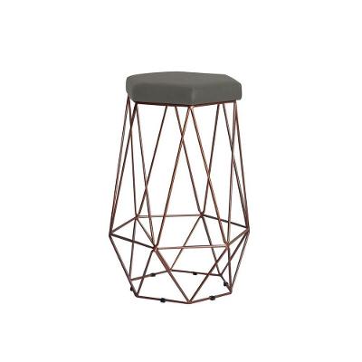 Banqueta Rubel Base Bronze Veludo Cinza Gran Belo