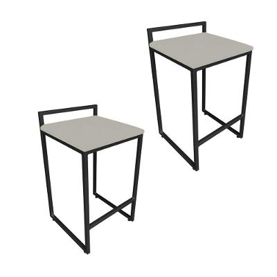Conjunto 02 Banquetas Pietra Suede Base Preto Marrom Rato