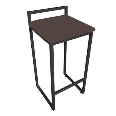 Banqueta Alta Lavínia Suede Base Preto Marrom