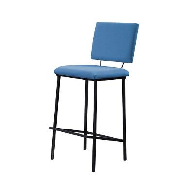 Banqueta Fixa Decorativa Base De Aço Marcius Linho Azul Jeans - Gran Belo