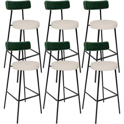 Kit 06 Banquetas Alta Bar Cozinha Sala De Jantar Milão L02 Facto Verde Musgo Linho Cru - Lyam Decor